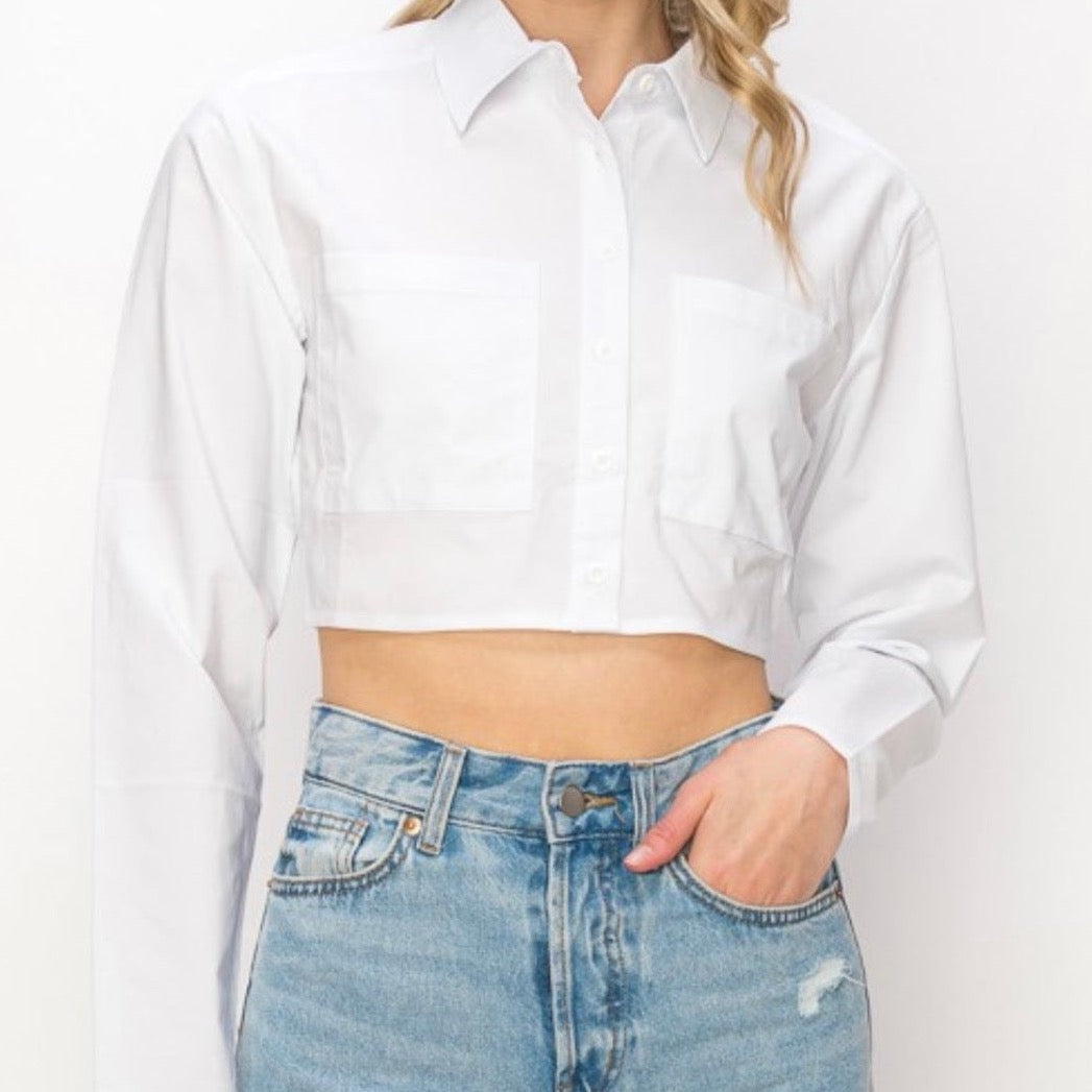 Grace Button Up Top (White)